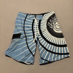 Billabong Swim Trunks Boardshorts 34 35x11 Blue Rising Sun Pattern Beach Summer